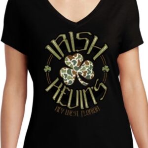 Irish Kevin's Camo V Neck Ladies T-Shirt